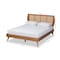 Baxton Studio Asami Mid-Century Modern Walnut Brown Finished Wood and Synthetic Rattan Full Size Platform Bed 183-11116-9407-Zoro - alternate 10